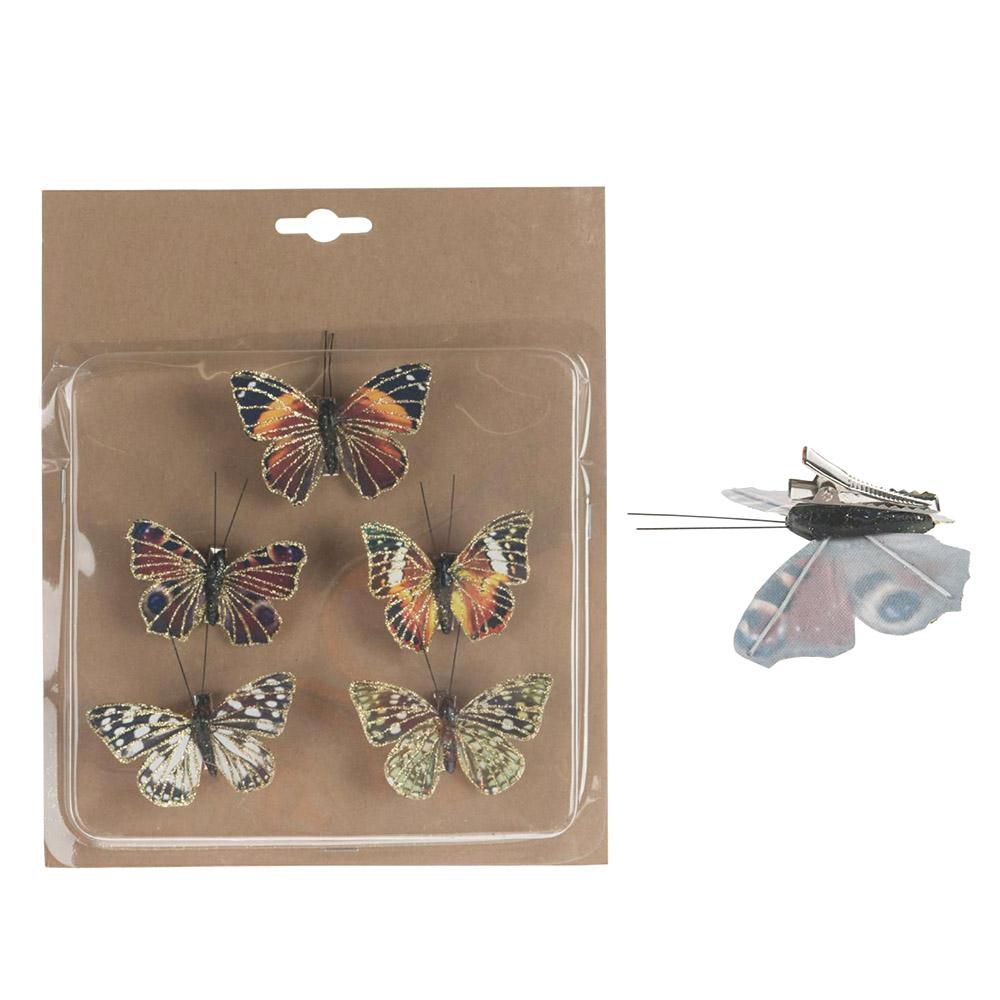 SET 5 FARFALLE C/CLIP 6,5 CM MULTICOLOR SET 5 FARFALLE C/CLIP 6,5 CM MULTICOLOR