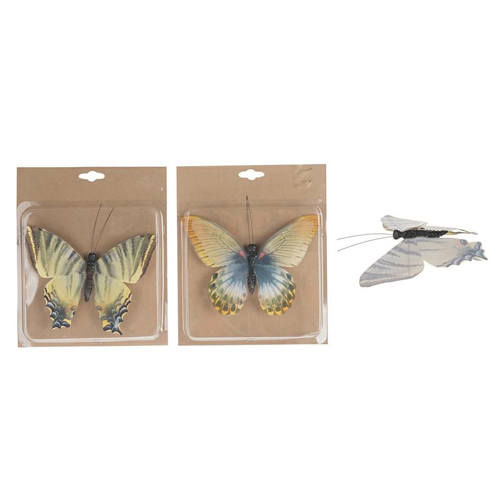 SET 2 FARFALLE C/CLIP 17 CM AZZURRO/GIALLO MULTICOLOR SET 2 FARFALLE C/CLIP 17 CM AZZURRO/GIALLO MULTICOLOR