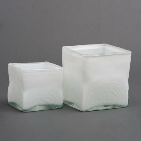 VASO VETRO QUADRATO H20X20X20 BIANCO DZ VASO VETRO QUADRATO H20X20X20 BIANCO DZ