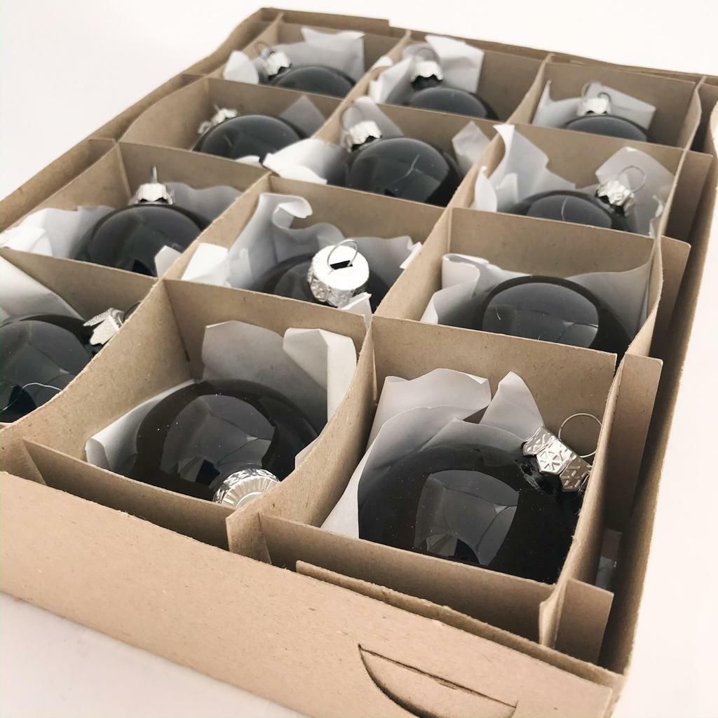 SET 12 SFERE VETRO MM.60 NERO LUCIDO