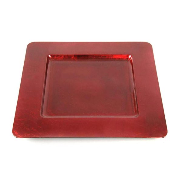 PIATTO POLIRESINA QUADRATO 33X33 CM -MARBLE- ROSSO