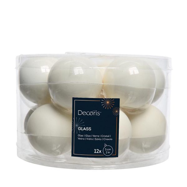 SET 12 SFERE VETRO MM.50 LUCIDO/SATINATO BIANCO LANA SET 12 SFERE VETRO MM.50 LUCIDO/SATINATO BIANCO LANA