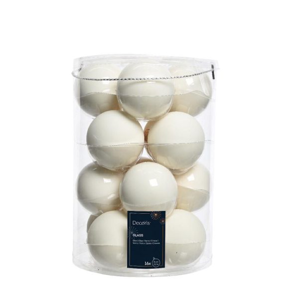 SET 16 SFERE VETRO MM.80 LUCIDO/SATINATO BIANCO LANA SET 16 SFERE VETRO MM.80 LUCIDO/SATINATO BIANCO LANA