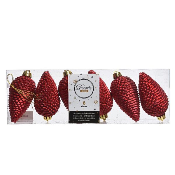 SET 6 PIGNE POLY 50X80MM ROSSO GLITTER SET 6 PIGNE POLY 50X80MM ROSSO GLITTER