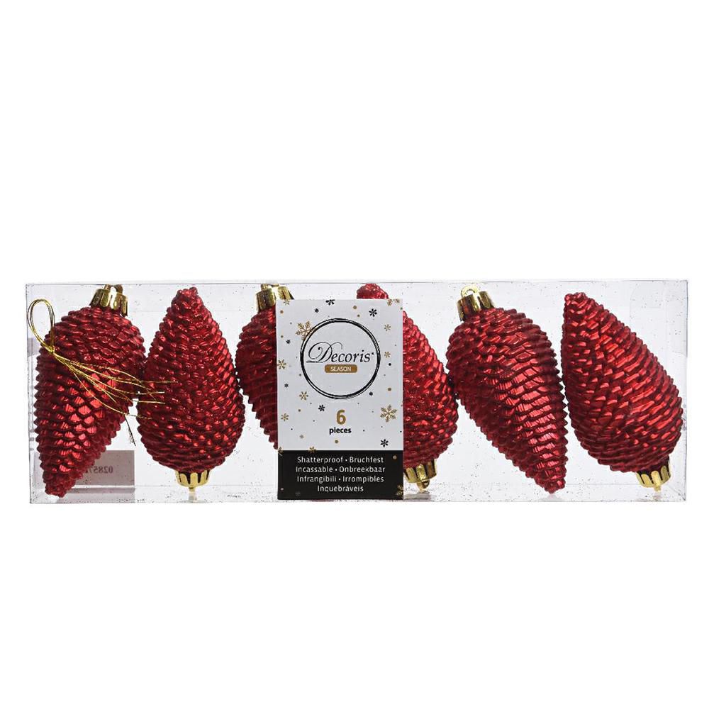 SET 6 PIGNE POLY 50X80MM ROSSO GLITTER SET 6 PIGNE POLY 50X80MM ROSSO GLITTER