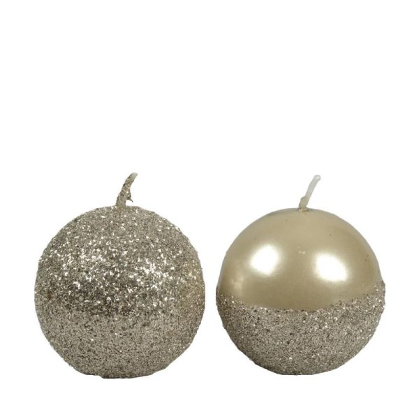CANDELA SFERA D.7,5 CM GLITTER ASS. CREMA CANDELA SFERA D.7,5 CM GLITTER ASS. CREMA