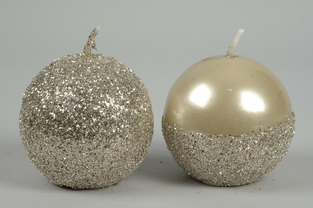 CANDELA SFERA D.7,5 CM GLITTER ASS. OYSTER