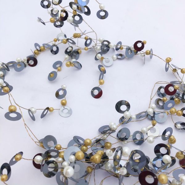 FESTONE 180 CM -OPEN CIRCLE- ORO/ANTRACITE/PERLA ED FESTONE 180 CM -OPEN CIRCLE- ORO/ANTRACITE/PERLA ED