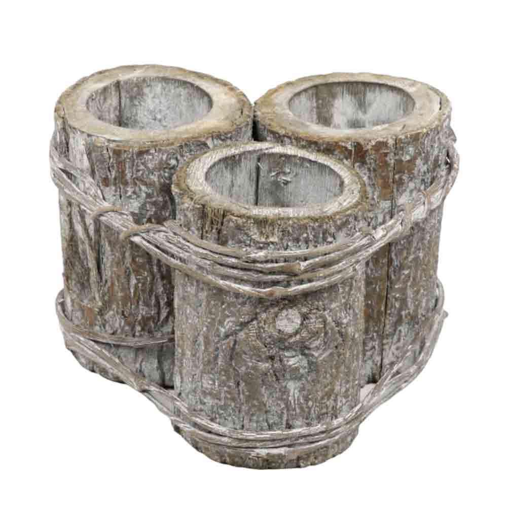 VASO LEGNO TRIS-APOLLONIA- D30 H20 WHITE WASH