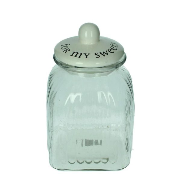 BARATTOLO VETRO C/COP.CER.-MY SWEETS- 15,5X15,5X26,5 TRASP. BARATTOLO VETRO C/COP.CER.-MY SWEETS- 15,5X15,5X26,5 TRASP.