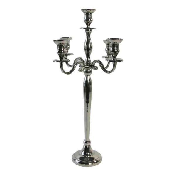 CANDELABRO ALLUMINIO 5 FUOCHI H.80 CM ARGENTO CANDELABRO ALLUMINIO 5 FUOCHI H.80 CM ARGENTO