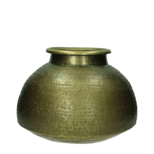 VASO METALLO D.37 CM H.26 CM -ETNIC- ORO ANTICATO VASO METALLO D.37 CM H.26 CM -ETNIC- ORO ANTICATO