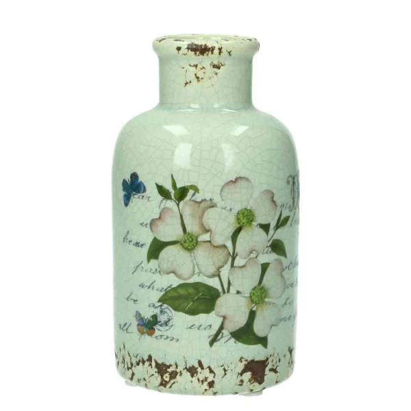 VASO CERAMICA D.7,8 CMH.14,4 CM DECORATO FIORI GRIGIO VASO CERAMICA D.7,8 CMH.14,4 CM DECORATO FIORI GRIGIO