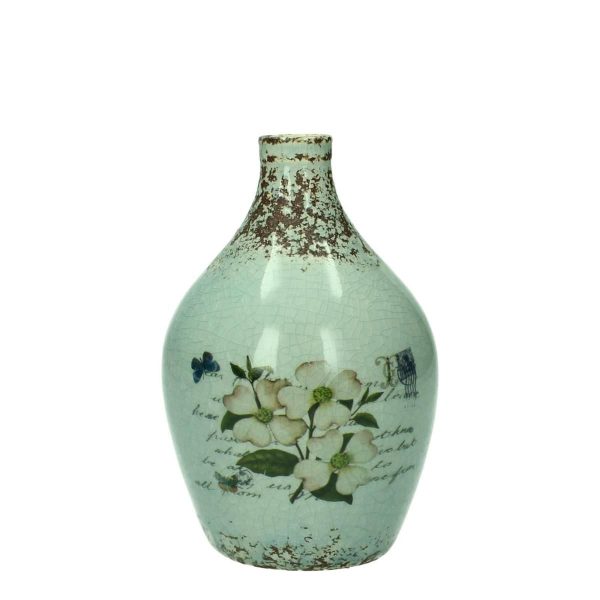 VASO CERAMICA D.9,3 CMH.14 CM DECORATO FIORI GRIGIO VASO CERAMICA D.9,3 CMH.14 CM DECORATO FIORI GRIGIO