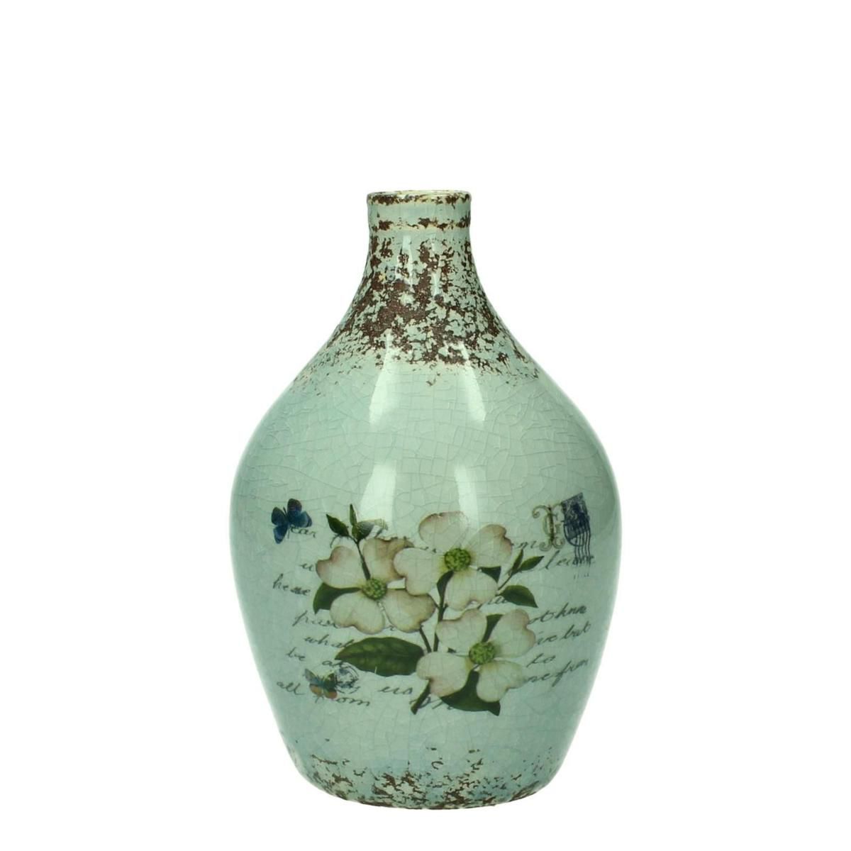 VASO CERAMICA D.9,3 CMH.14 CM DECORATO FIORI GRIGIO VASO CERAMICA D.9,3 CMH.14 CM DECORATO FIORI GRIGIO