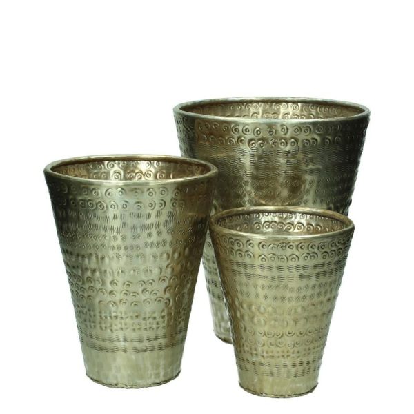 SET 3 VASI METALLO 23X23 H.28 CM ARGENTO SET 3 VASI METALLO 23X23 H.28 CM ARGENTO