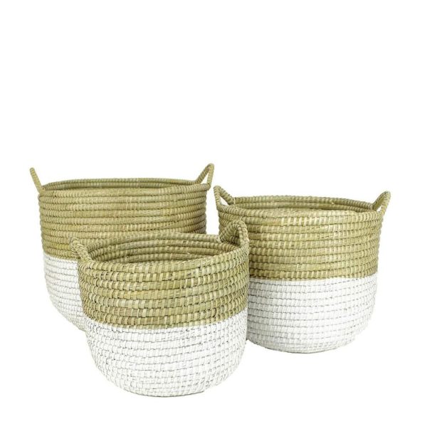 SET 3 CESTI VIMINI D.45CM H.43 CM NATURALE/BIANCO SET 3 CESTI VIMINI D.45CM H.43 CM NATURALE/BIANCO