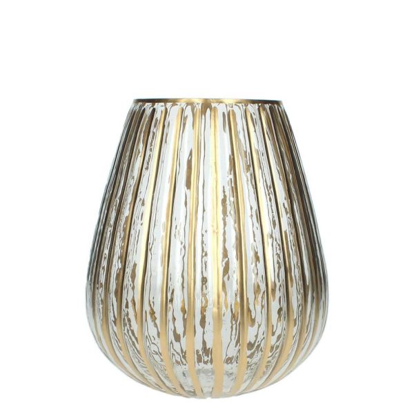 PORTATEALIGHT VETRO ZIGR. D.19 CM H.26 CM ORO PORTATEALIGHT VETRO ZIGR. D.19 CM H.26 CM ORO