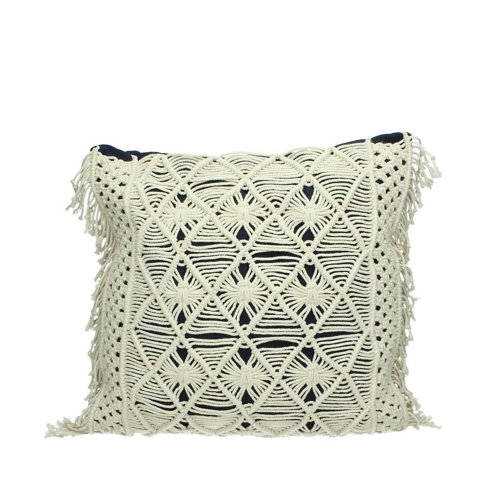 CUSCINO MACRAME 45X45 CM -ROMBI- PANNA/NERO CUSCINO MACRAME 45X45 CM -ROMBI- PANNA/NERO