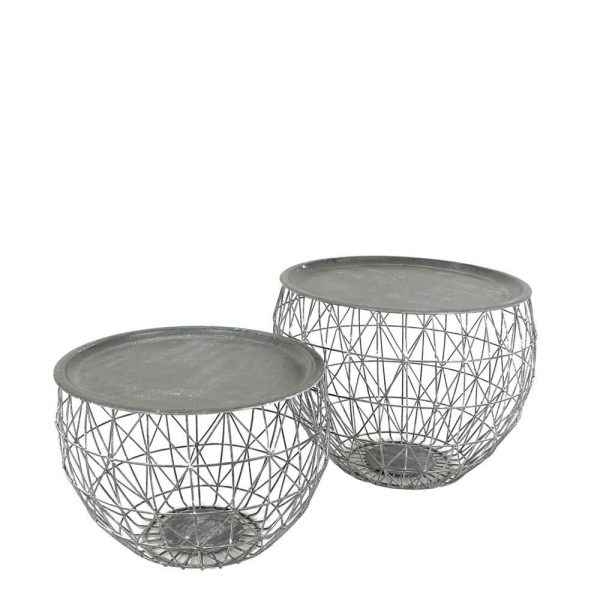 SET 2 TAVOLI METALLO D.50 CM H.37 CM SFERA GRIGIO SET 2 TAVOLI METALLO D.50 CM H.37 CM SFERA GRIGIO