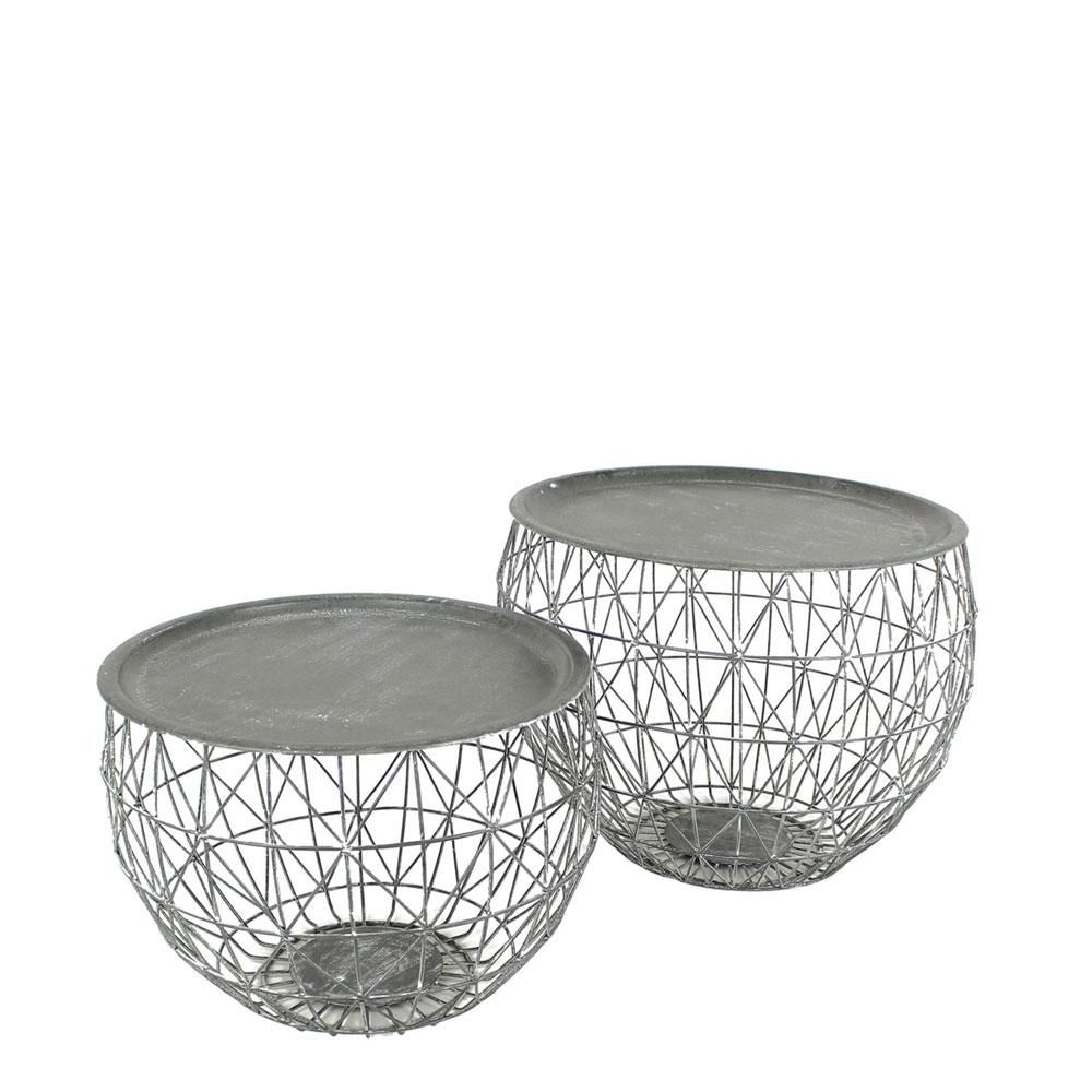 SET 2 TAVOLI METALLO D.50 CM H.37 CM SFERA GRIGIO SET 2 TAVOLI METALLO D.50 CM H.37 CM SFERA GRIGIO