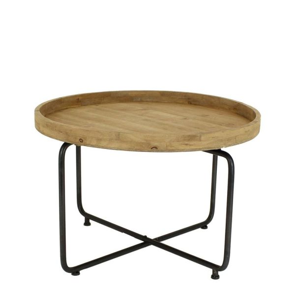 TAVOLO METALLO 75X75X49,5 CM C/PIANO LEGNO NERO/NATURALE TAVOLO METALLO 75X75X49,5 CM C/PIANO LEGNO NERO/NATURALE