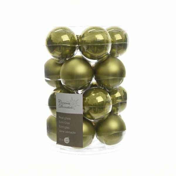 SET 20 SFERE VETRO MM.60 ASS. PERL./SAT. VERDE OLIVA SET 20 SFERE VETRO MM.60 ASS. PERL./SAT. VERDE OLIVA