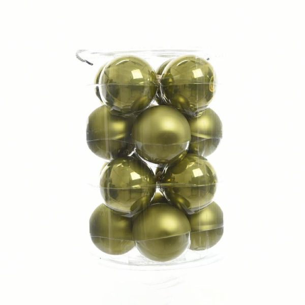 SET 16 SFERE VETRO MM.80 LUCIDO/SATINATO VERDE OLIVA SET 16 SFERE VETRO MM.80 LUCIDO/SATINATO VERDE OLIVA