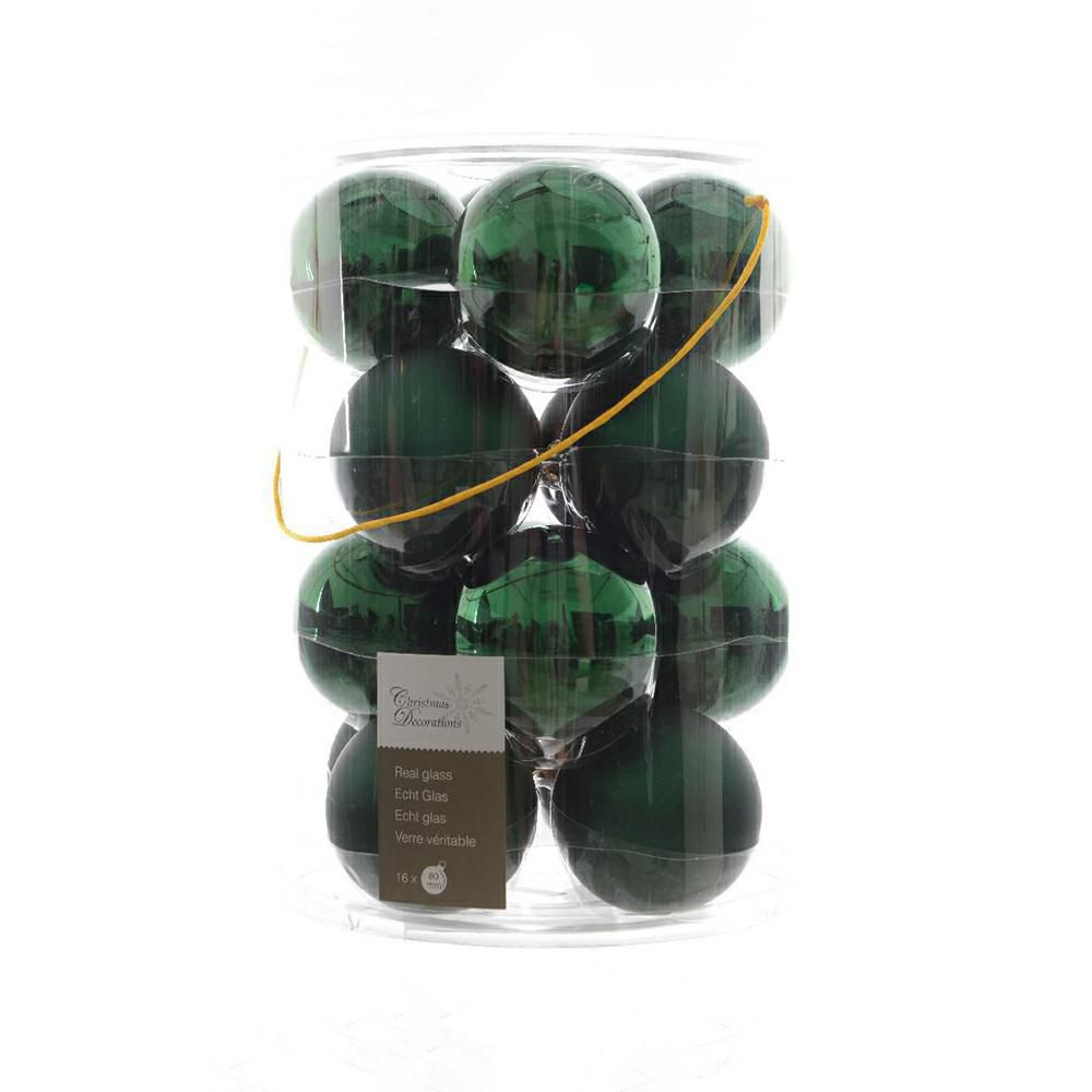 SET 16 SFERE VETRO MM.80 LUCIDO/SATINATO VERDE SCURO SET 16 SFERE VETRO MM.80 LUCIDO/SATINATO VERDE SCURO