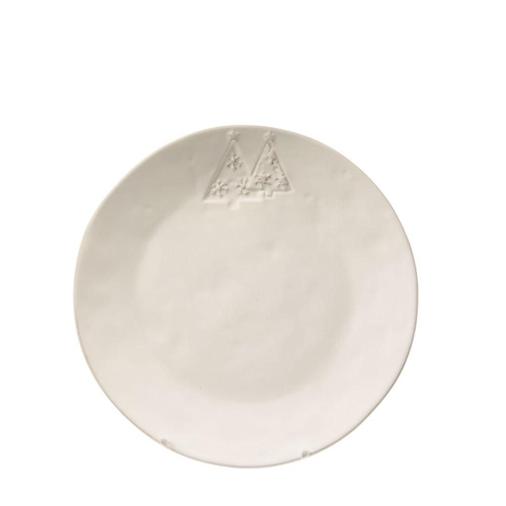 PIATTO CERAMICA D.23 CMH.3 CM -DOLOMITE TREE- BIANCO