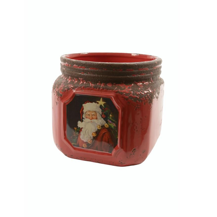 VASO QUADRATO 12X11,5CM -DOLOMITE XMAS- ROSSO
