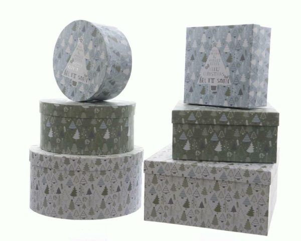 SET 6 SCATOLE DECO XMAS20X20X10 ASS.VERDE/MULTIC.
