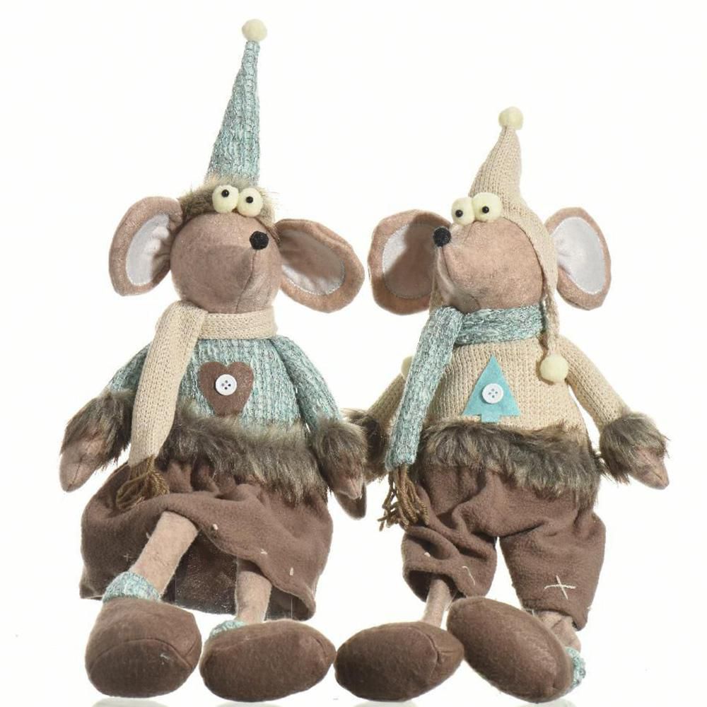 SET 2 TOPOLINI PELUCHE H.18 CM SEDUTI EUCALYPTO