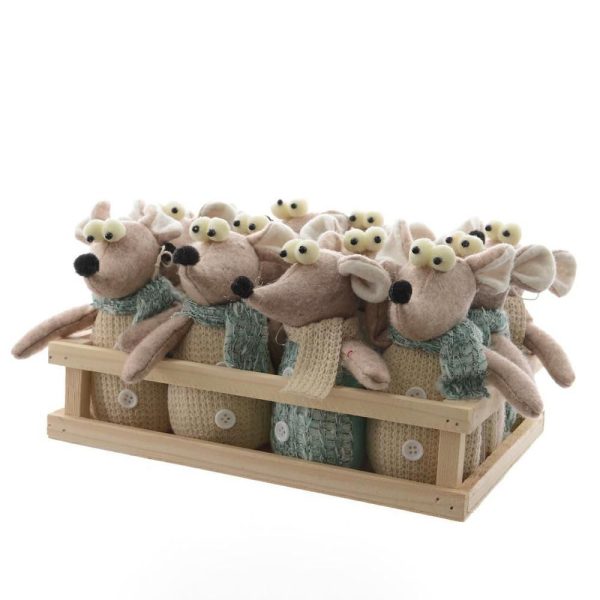 SET 2 TOPOLINI PELUCHE H.13 CM SEDUTI EUCALYPTO