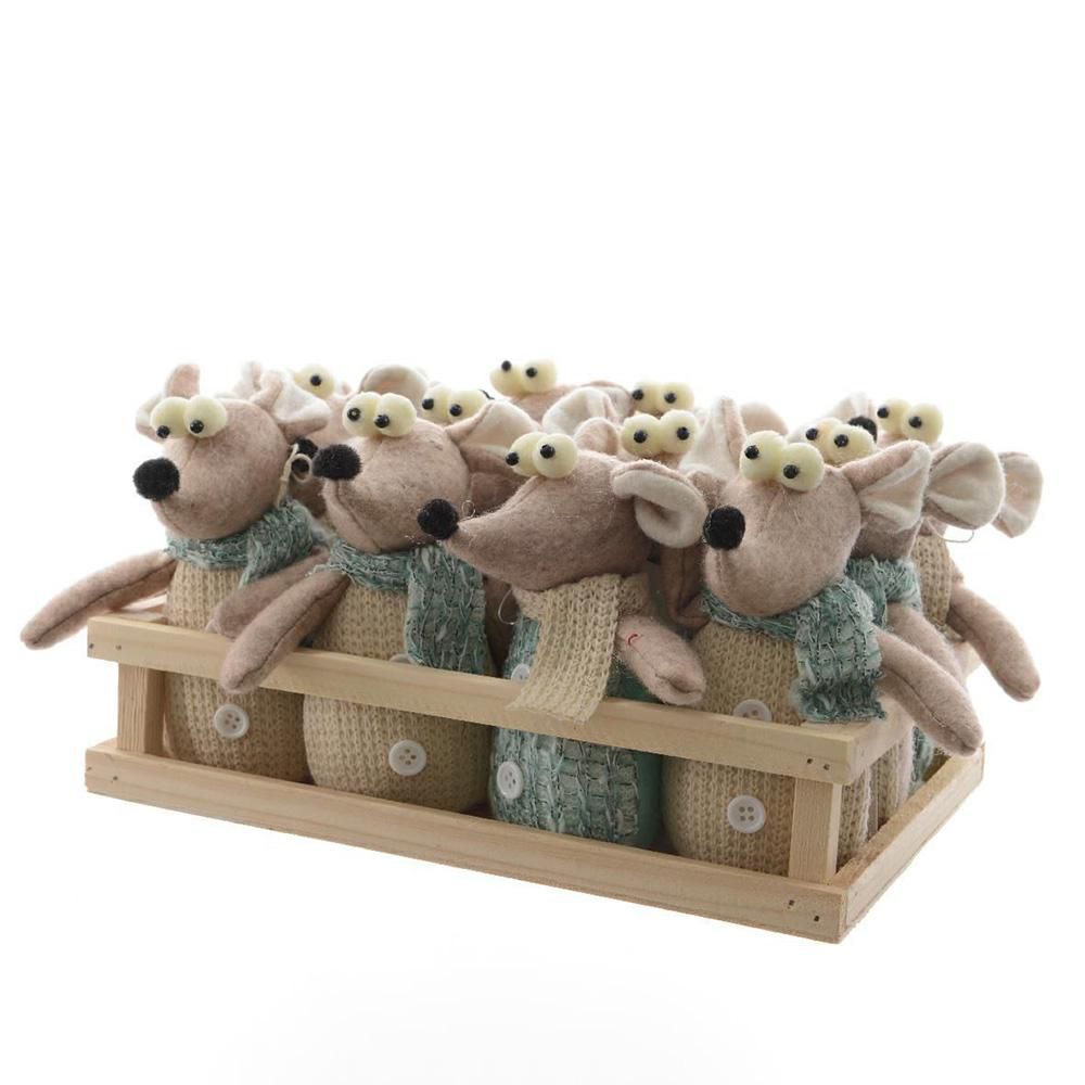 SET 2 TOPOLINI PELUCHE H.13 CM SEDUTI EUCALYPTO