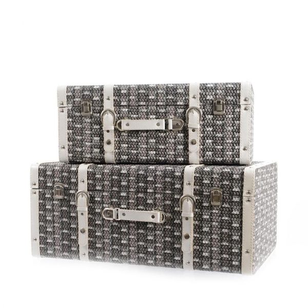 SET 2 VALIGIE PU/PELLE-KNITTED- 58X35X24 BIANCO/GRIGIO SET 2 VALIGIE PU/PELLE-KNITTED- 58X35X24 BIANCO/GRIGIO