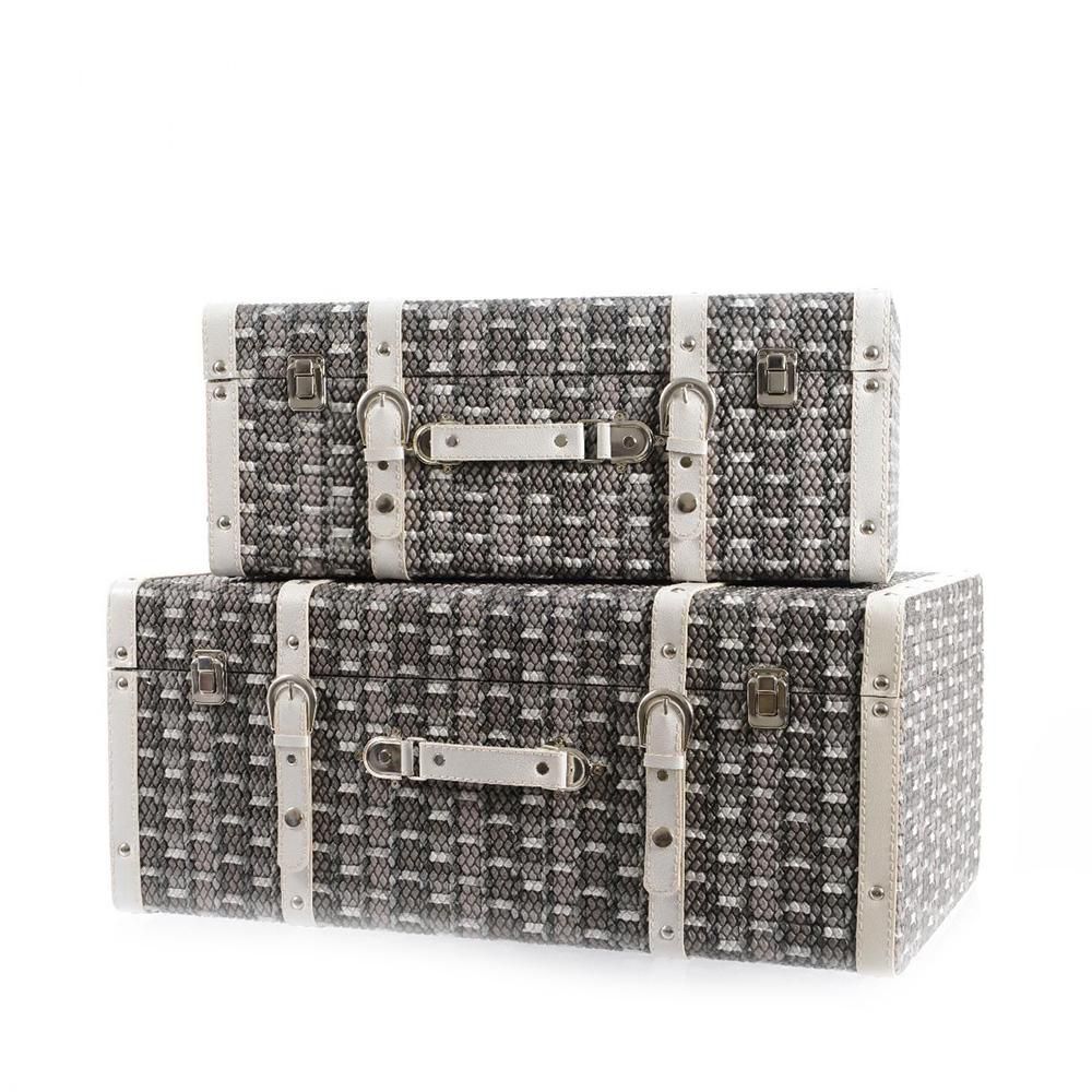 SET 2 VALIGIE PU/PELLE-KNITTED- 58X35X24 BIANCO/GRIGIO SET 2 VALIGIE PU/PELLE-KNITTED- 58X35X24 BIANCO/GRIGIO