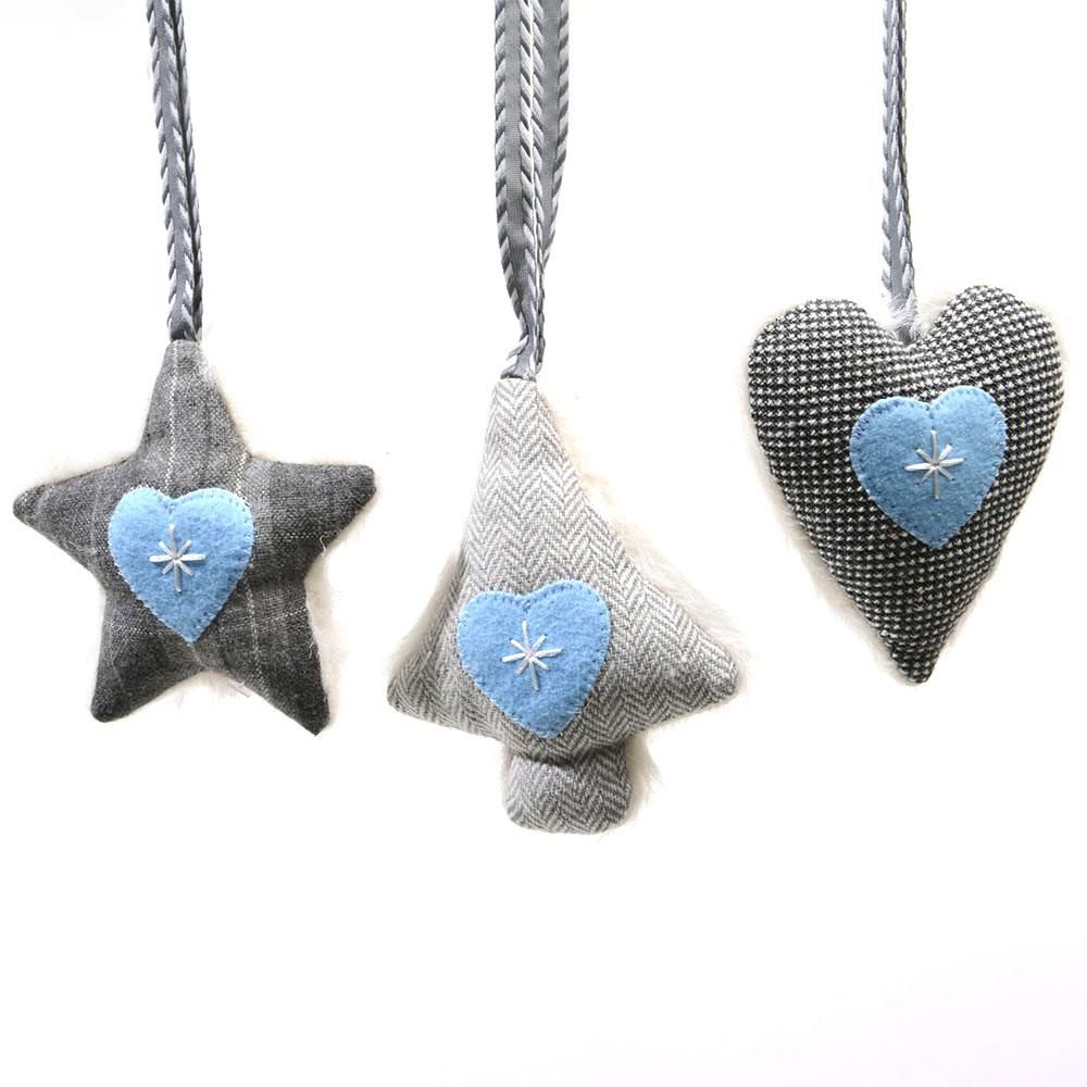 SET 3 CUORE/STELLA/ALBERO 12 CM D/APP. ASS.GRIGIO