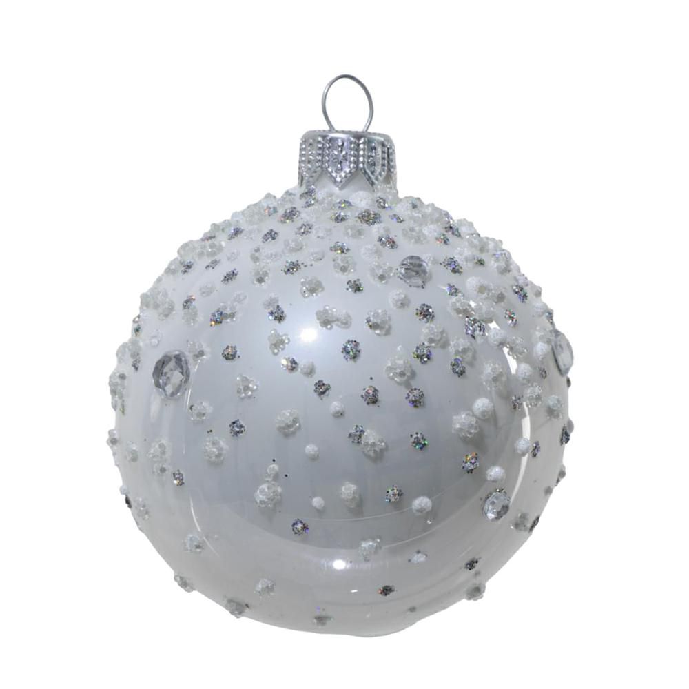 SET 6 SFERE VETRO MM.80-DIAMONDS- BIANCO