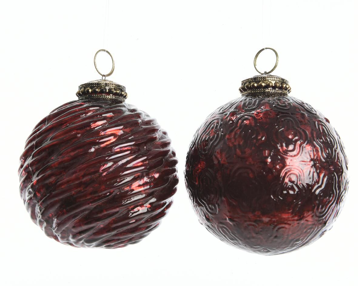 SET 2 SFERE VETRO MM.75-OIL FINISH- ASS. BORDEAUX