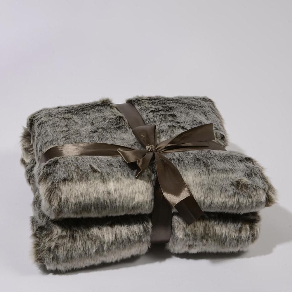 COPERTA ECO-PELLICCIA -2 TONE- 130X150 CM MARRONE