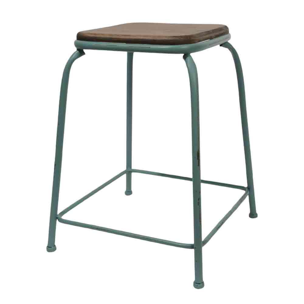 SGABELLO METALLO 38X38X48 CM C/RIPIANO LEGNO AQUA SGABELLO METALLO 38X38X48 CM C/RIPIANO LEGNO AQUA