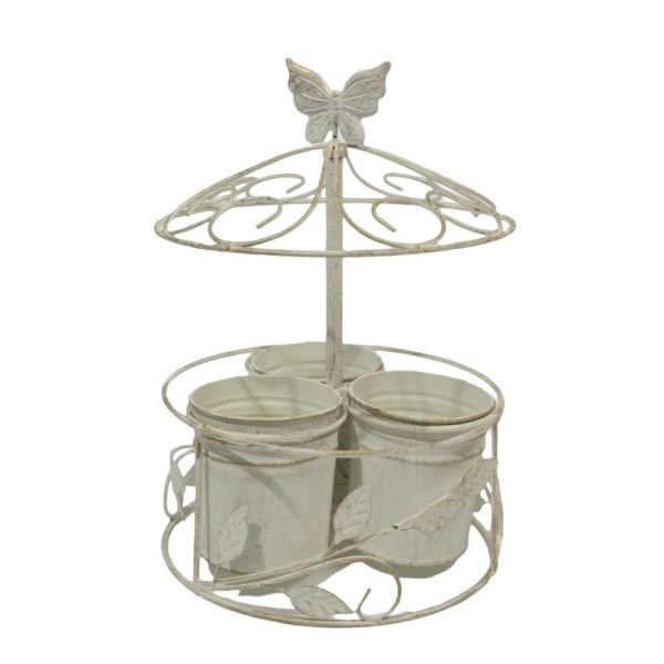 VASSOIO METALLO D.22 CMH.32 CM C/3 VASO BIANCO VASSOIO METALLO D.22 CMH.32 CM C/3 VASO BIANCO