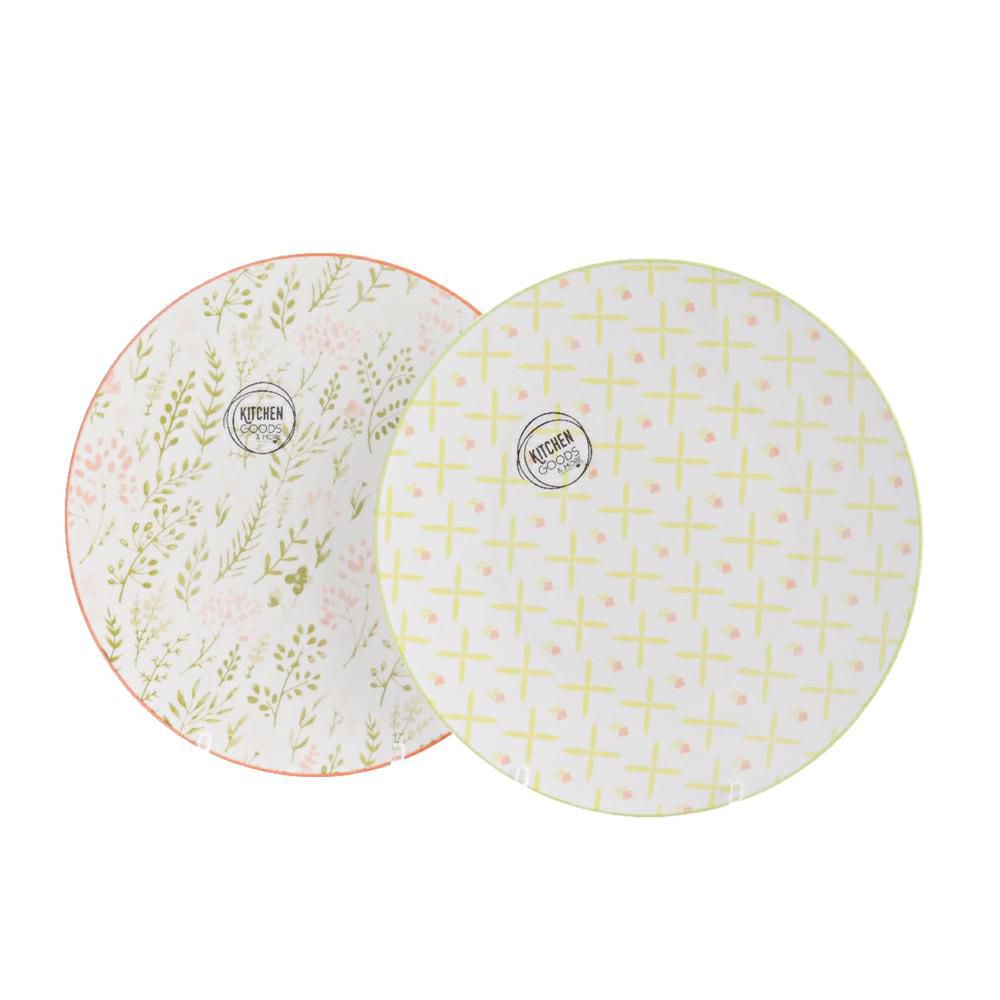SET 2 PIATTI PORCELLANAD.27 CM ASS.BIANCO/GIALLO/VERDE