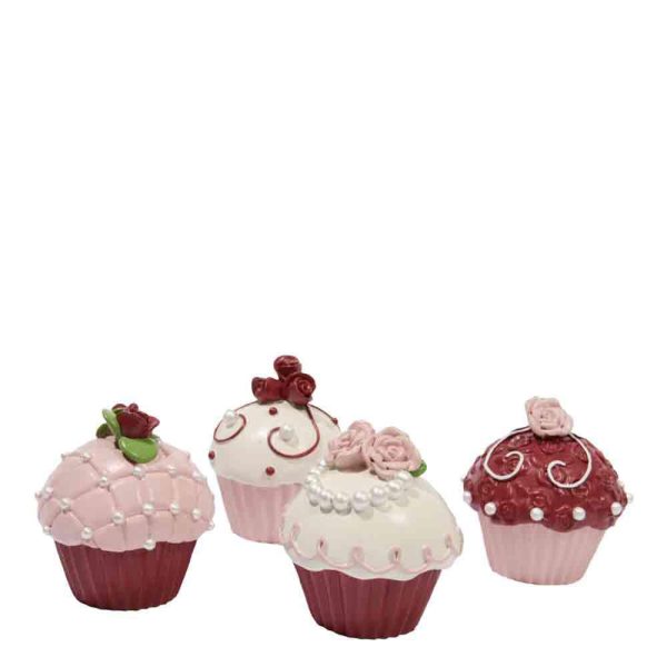 SET 4 CUPCAKES-ROSE-5,5X5,5X6 ASS.MULTICOLOR