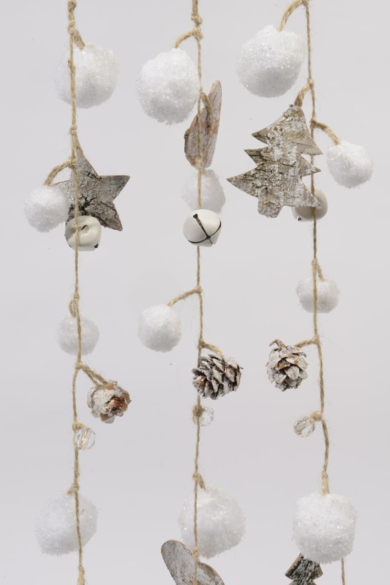 SET 3 FESTONI PALLE NEVE 100 CM BIANCO