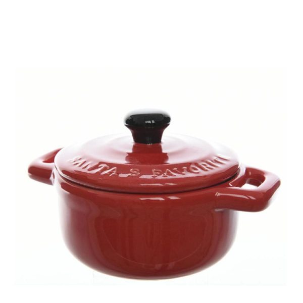 PENTOLA GRES 11X15X9 CMC/COPERCHIO -SANTA S- ROSSO/BIANCO