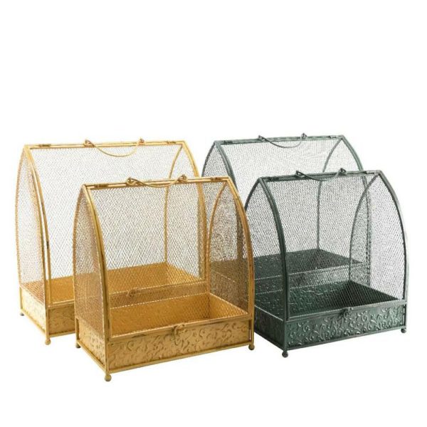 SET 2 SERRE METALLO 48X28X56/29X23X47 CM C/BASE GIALLO/VERDE SET 2 SERRE METALLO 48X28X56/29X23X47 CM C/BASE GIALLO/VERDE