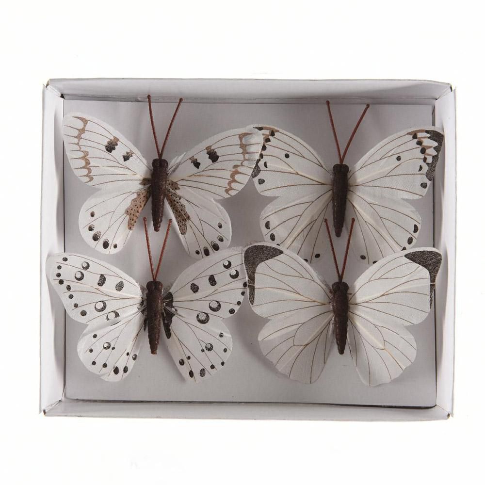 SET 4 FARFALLE PICK CM.8 ASS. BIANCO