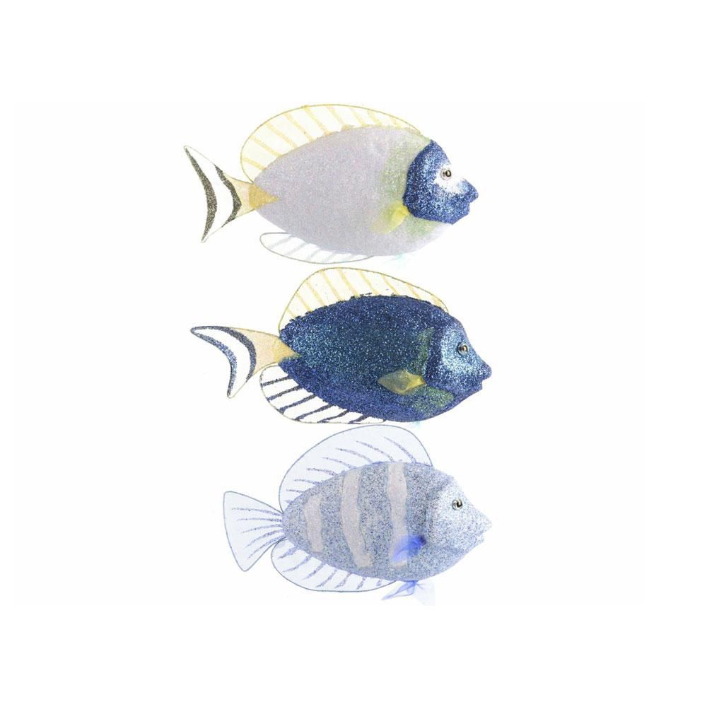 SET 3 PESCI GLITTER D/APP. 12X6 ASS.BLU